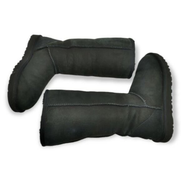 UGG Classic Tall  Snow Boots Women's Size 7 Black Shearling Suede EUC 5815 17" - Picture 5 of 10